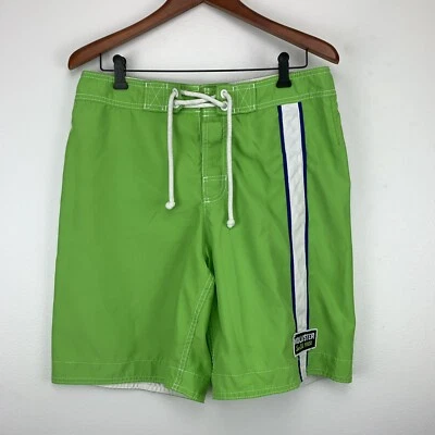 Hollister Board Shorts Mens Large Green Drawstring Polyester Unlined Logo Patch - Image 1 of 4