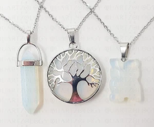 Opal Necklace Gift Set Pendant Quartz Tree of Life Obelisk Crystal Opalite Owl - Picture 1 of 1