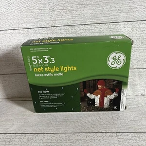 GE 150 Net Style String-A-Long Christmas Lights 5’x3’ Clear Transparent Bulbs - Picture 1 of 3