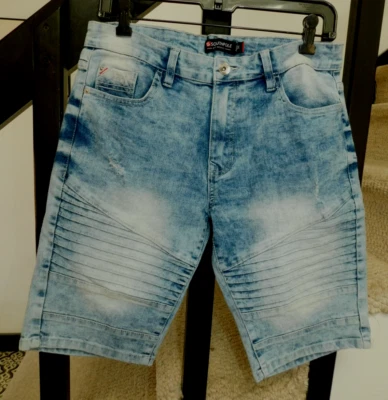 South Pole Blue Jean Shorts tag Size 30 Slim Distressed Moto (32 X 10 ACTUAL) - Image 1 of 4