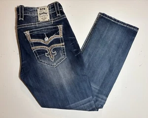 Pantalones de mezclilla elásticos Y2K Rock & Republic Marlin punto grueso recto con solapa para hombre 40x32 - Imagen 1 de 16