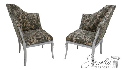 62957EC: Pair Hollywood Regency Custom Upholstered Fireside Chairs - Image 1 of 4