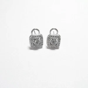 Estate 18K White Gold Round Brilliant Cut Diamond French Clip Earrings 0.50 Cts - Picture 1 of 3