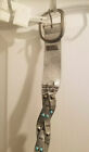 Jessica Simpson Wmn Sz S 38 Inch Silver Synthetic Leather Blue Stone Belt NWT