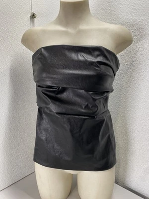 Top sin tirantes de cuero PU Xena Nonchalant Label para mujer talla XS negro Foto 1 de 4