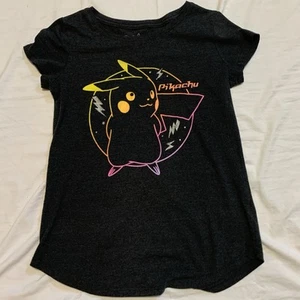 Pokémon Girls Gray Pikachu T-Shirt XL 14-16 Cotton Polyester - Picture 1 of 5