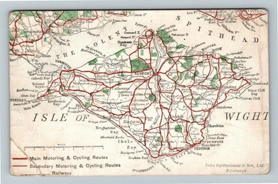 Reino Unido MAPA ISLA WIGHT, CARRETERAS Y CICLISMO RT Postal de Colección Foto 1 de 2