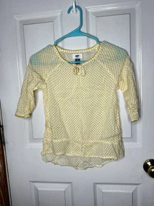 Old Navy Polka Dot Blouse Girls Size Medium 8 Long Sleeve White Yellow - Picture 1 of 4