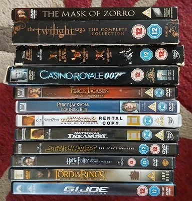 12x DVD Job Lot- Pirates Caribbean, Twilight BoxSet National Treasure, Star wars - Image 1 of 2