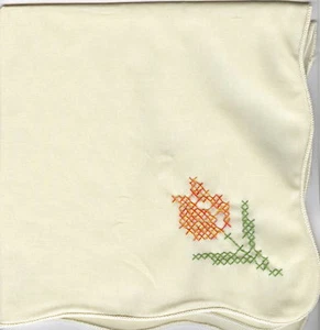 Yellow-red tulip Flower hand embroidered table scarf. Set of 2. Made in Montana! - Picture 1 of 1