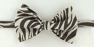 Men Leather Bow Tie Exotic Large Zebra Print Wedding Party Formal Dickie Bows - Picture 1 of 1
