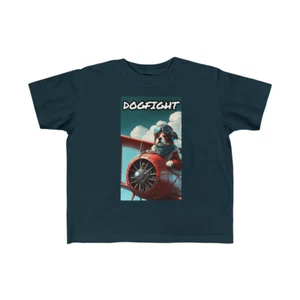 US Toddler - dog fight - dog in a plane - Toddlers Fine Jersey Tee 2Y 6Y - Picture 1 of 25