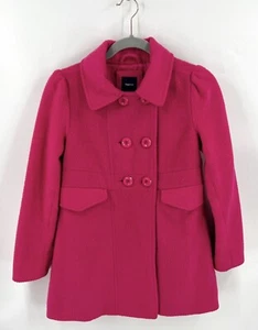 Gap Girls Dress Coat XL (12) Fuchsia Pink Silver Sparkle Peacoat Double Breasted - Picture 1 of 5