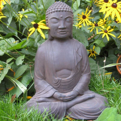 Cast Stone Cement Meditating Buddha Outdoor Garden Statue  - Image 1 of 4