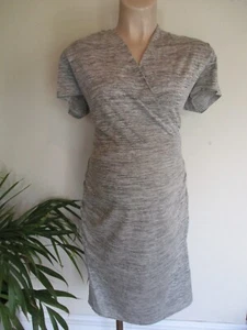 SERAPHINE MATERNITY & NURSING GREY MARL JERSEY FIXED WRAP BODYCON DRESS SIZE 14 - Picture 1 of 3