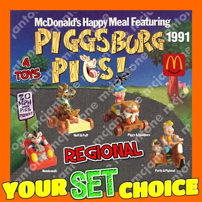 JUEGO 4 McDonald's 1991 PIGGSBURG PIGS Regional Fox dibujos animados TU ELECCIÓN Foto 1 de 2