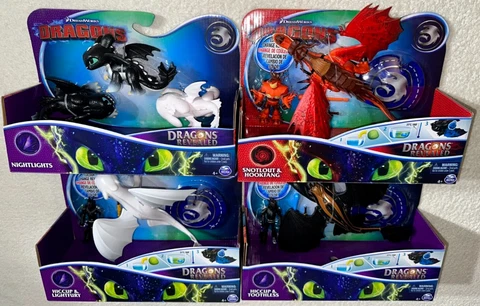 DRAGONS REVEALED SET OF 4 NIGHTLIGHTS / TOOTHLESS / NIGHTFURY / HOOKFANG **NEW** Cover