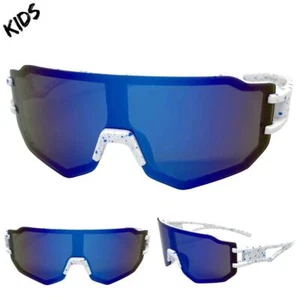 Kids Boys Girls Sports Baseball Cycling Retro Wrap Shield SUN GLASSES Ages 6-13 - Picture 1 of 6