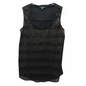 Miss Me ärmelloses Tanktop mit Pailletten schwarz bronze bestickt vorne S - Bild 1 von 5