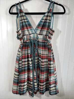 Double Zero Wool Plaid Dress Women Small Tied Shoulder Fit And Flare Cottagecore - Image 1 of 4