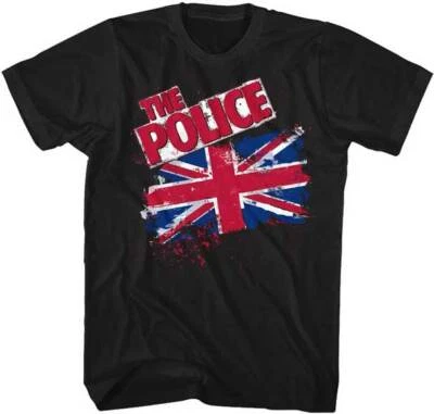 The POLICE Mens T- SHIRT New UNION JACK FLAG SM - 5XL Black Cotton Merch - Image 1 of 3