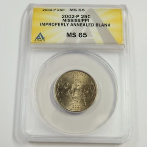 2002 P ANACS MS65 - Improperly Annealed ERROR Mississippi Quarter US Coin 53082A - Picture 1 of 2