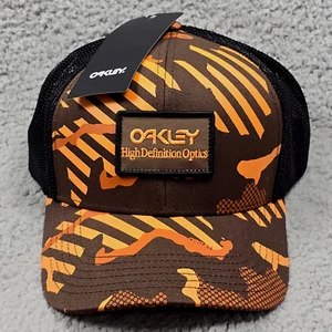 OAKLEY GORRA DE BÉISBOL CAMUFLAJE SOMBRERO DE CAMIONERO PARA HOMBRE TALLA ÚNICA NARANJA MALLA SNAPBACK NUEVA CON ETIQUETAS - Imagen 1 de 14