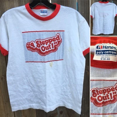 Vintage I Stepped Out March Of Dimes Walk America 1985 Ringer Tee T Shirt Size M - Image 1 of 4