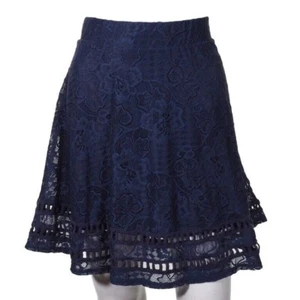 Xhilaration Womens Navy Lace Skater Skirt With Lining Medium Size - Picture 1 of 6