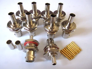 10 x BNC Female Bulkhead Coaxial Crimp 50 ohm RG58 RF Coax Connector UK Stock - Picture 1 of 4