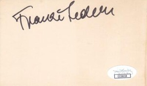 FRANCIS LEDERER d2000 Signed 3x5 Index Card Actress/Return of DraculaJSA CC38658