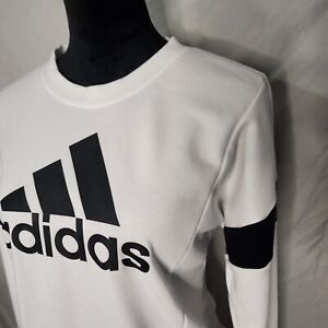 ADIDAS Size Small Long Sleeve Activewear Logo Sweatshirt in Black and White