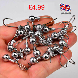 10 x Classic Jig Head Pike Predator Soft Lures Cannibal Shad Weighted Ball Hooks