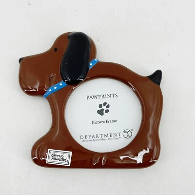 Department 56 Pawprints Brown Dog Picture Frame Hand Painted K9 Pet - Image 1 of 4
