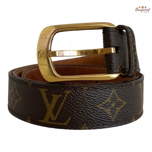 LOUIS VUITTON（LV） Autentica cintura Louis Vuitton monogramma tela pelle ellisse fibbia oro 85 34