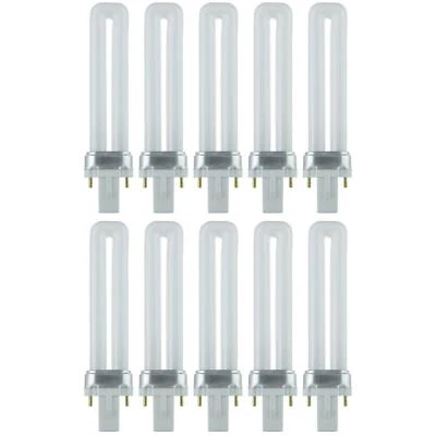 Sunlite 10PK 2-Pin 7W 4100K Cool White U Shape PL CFL Twin Tube Plugin G23 Base - Image 1 of 2