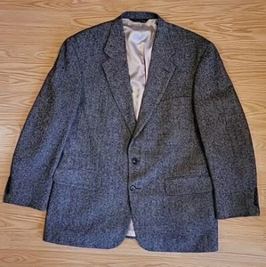 Lands End Vintage Tweed Blazer Men's Herringbone Wool Sport Coat Jacket Size 44R - Picture 1 of 7