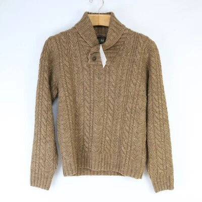 RRL DOUBLE RL CABLE KNIT SHAWL SWEATER FLECK LINEN WOOL SILK FALL 2024 MEN’S LG - Image 1 of 4