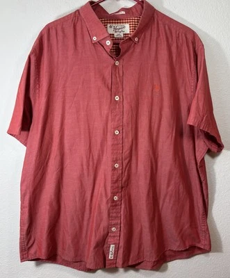 Camisa Munsingwear Penguin Grande Rayas Rojas/Rosas Manga Corta Abotonada Foto 1 de 4