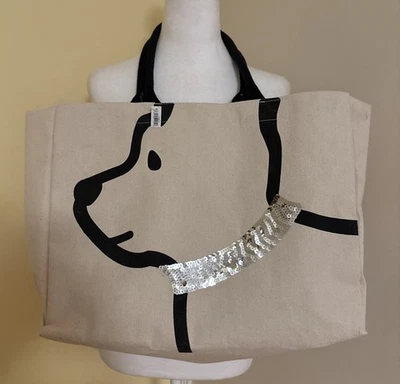 Bolso de mano de lona caprichoso Twos Company para perro - cuello plateado Foto 1 de 4