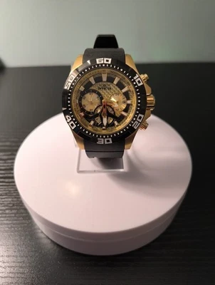 Invicta Men's Aviator Quartz Watch Gold and Black Dial Stainless Steel Rubber - Image 1 of 4