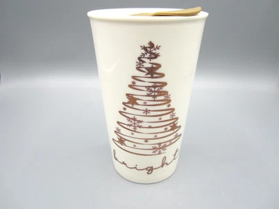 Taza de té café árbol de Navidad caprichosa de oro blanco MarketPlace tapa de 12 oz (C52) Foto 1 de 4