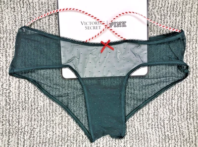 Victoria's Secret ROSA NUEVO CON ETIQUETAS XL Verde Tirantes Malla Vacaciones Cheeky Panty Guiño Foto 1 de 4