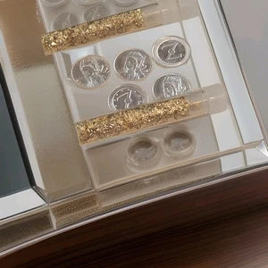 5x Silver Bullion Rounds .999 Fine + 2 Gold Flakes Vials Estate Lot - Picture 1 of 6