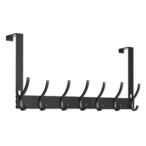Over the Door Hooks, Door Hanger with 7 Double Hooks,Door Towel Rack for Bathroo - Picture 1 of 12