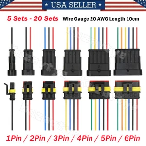 5/10Set Car Automotive 1/2/3/4/5/6Pin Waterproof Electrical Wire Connectors Plug - Picture 1 of 32