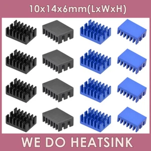 10x14x6mm With or Without Tape Zigzag Blue/Black Aluminum HeatSink Alloy Cooler - Afbeelding 1 van 15