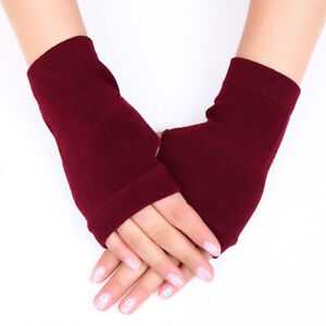 1 Pairs Unisex Warm Fingerless Knitted Gloves Thumb Holes Hand Wrist Arm Warmer#