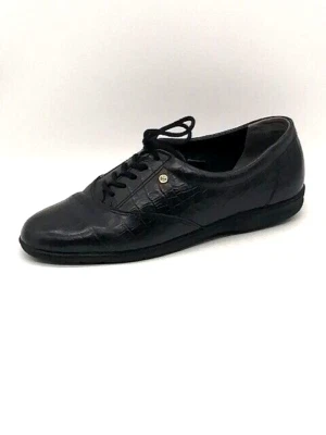 Zapato Oxford Easy Spirit para mujer ESmotion cuero negro cocodrilo con cordones punta 5 Foto 1 de 4