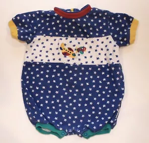 Mameluco Vintage Gymboree Estrellas Azules Avión Cremallera Etiqueta Arco Iris Talla Infantil 6-12 - Imagen 1 de 4